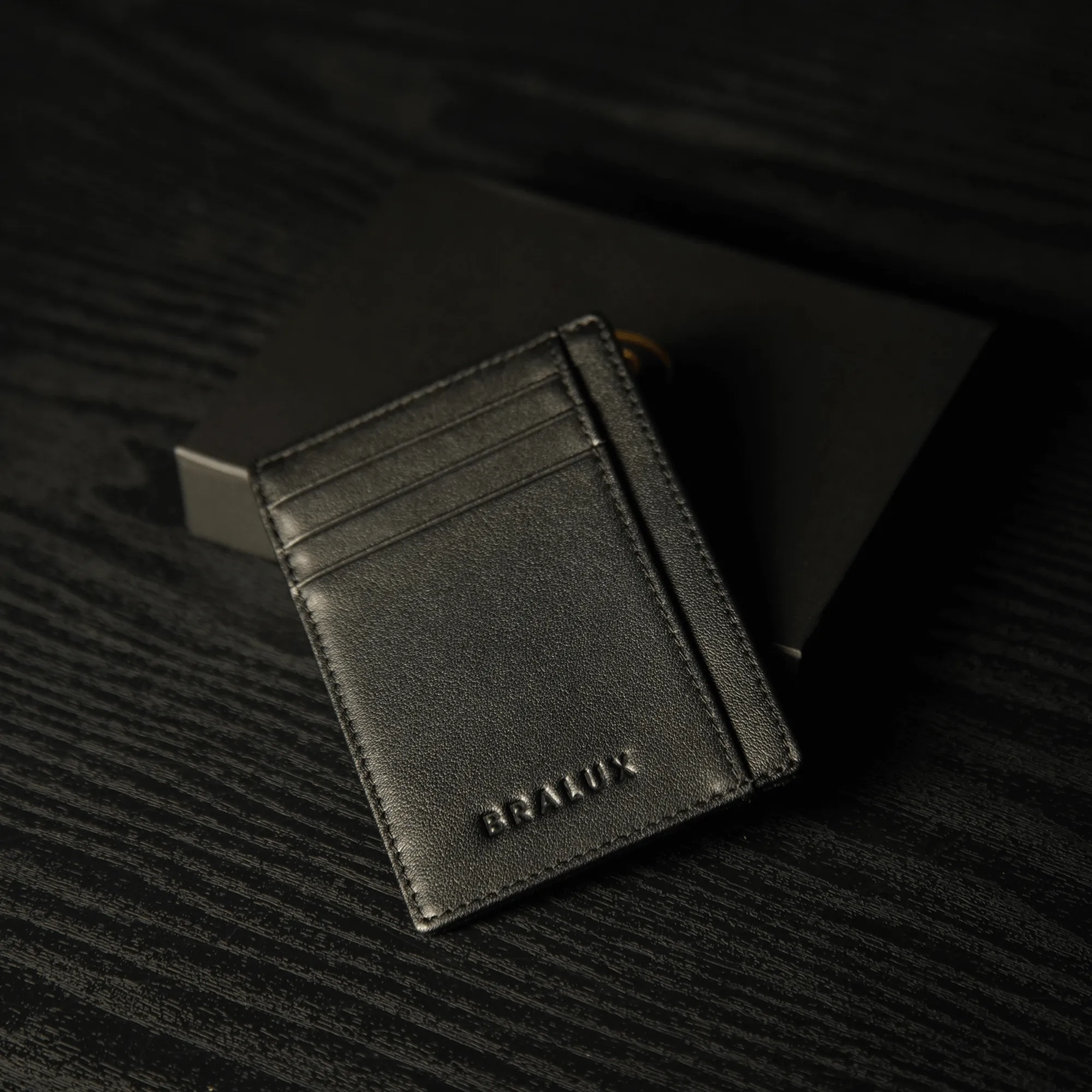 The Black Genuine Leather Card Holder Wallet