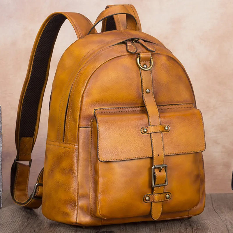 Vintage Style Ladies Genuine Leather Rucksack Backpack Purse for Women