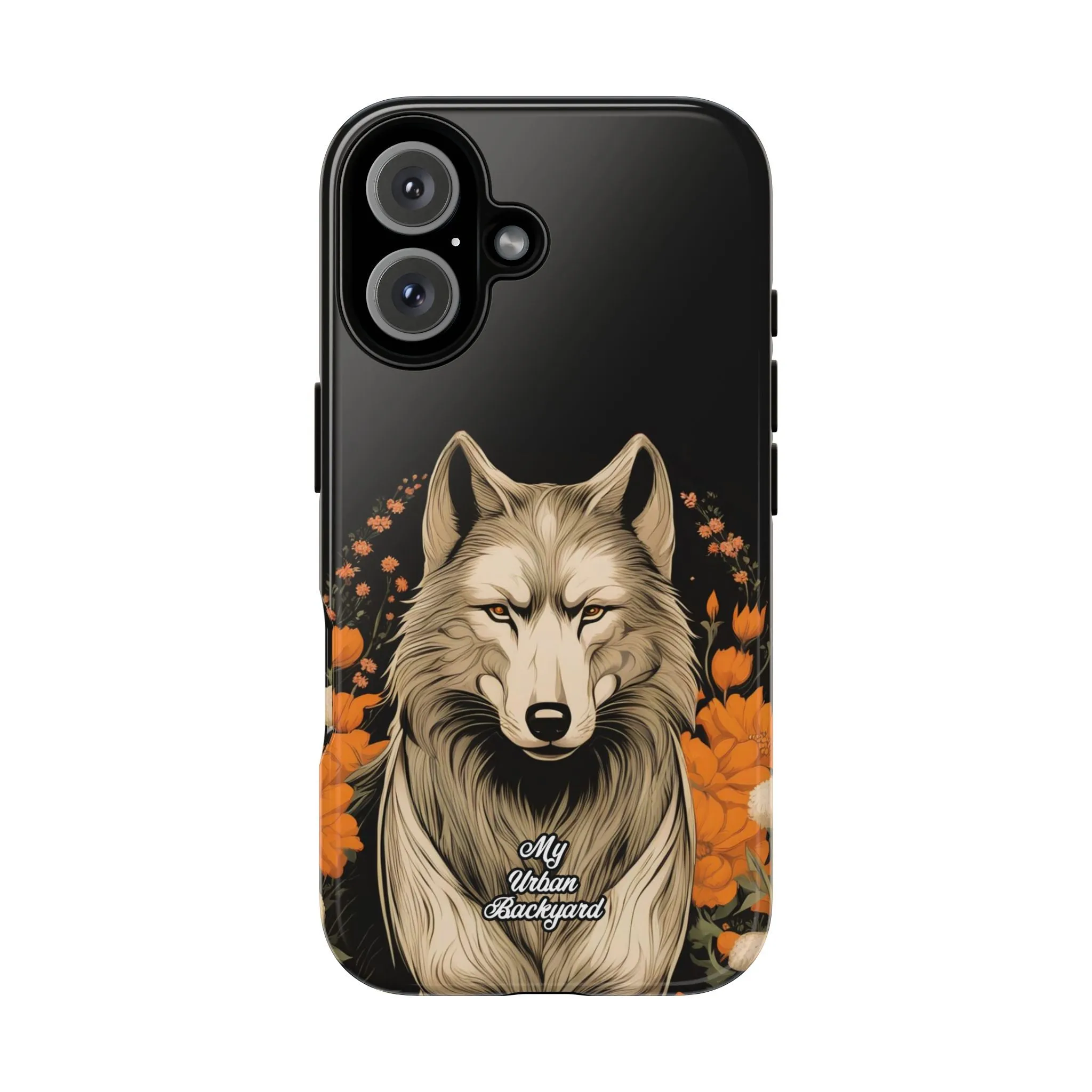 Wolf with Flowers, Cell Phone Case - Apple, Samsung or Google Pixel