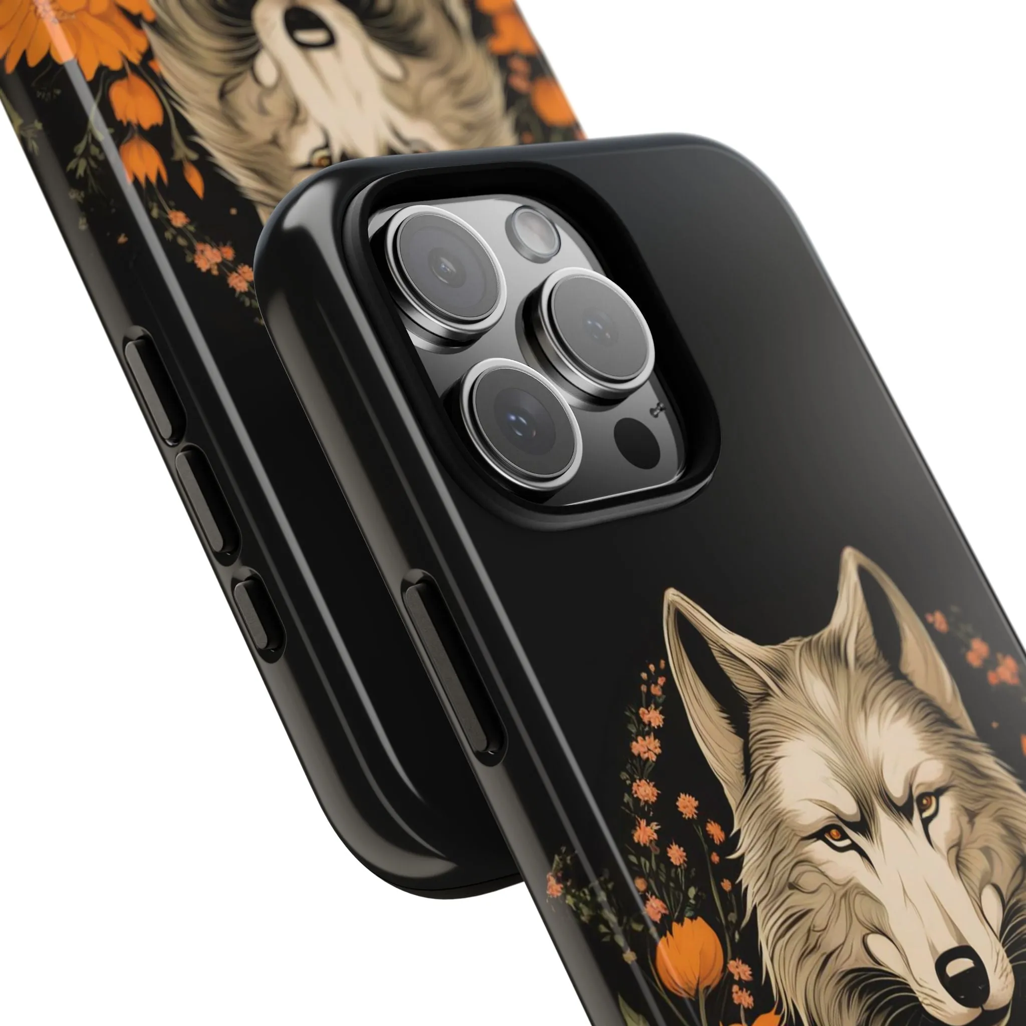 Wolf with Flowers, Cell Phone Case - Apple, Samsung or Google Pixel