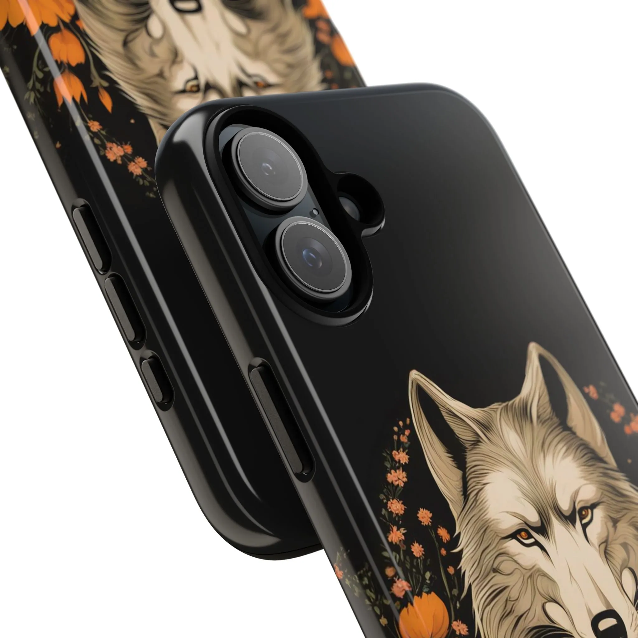 Wolf with Flowers, Cell Phone Case - Apple, Samsung or Google Pixel