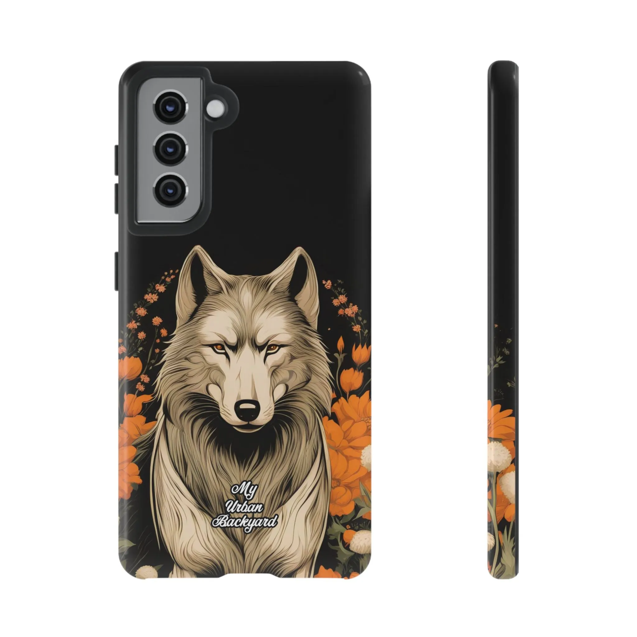 Wolf with Flowers, Cell Phone Case - Apple, Samsung or Google Pixel