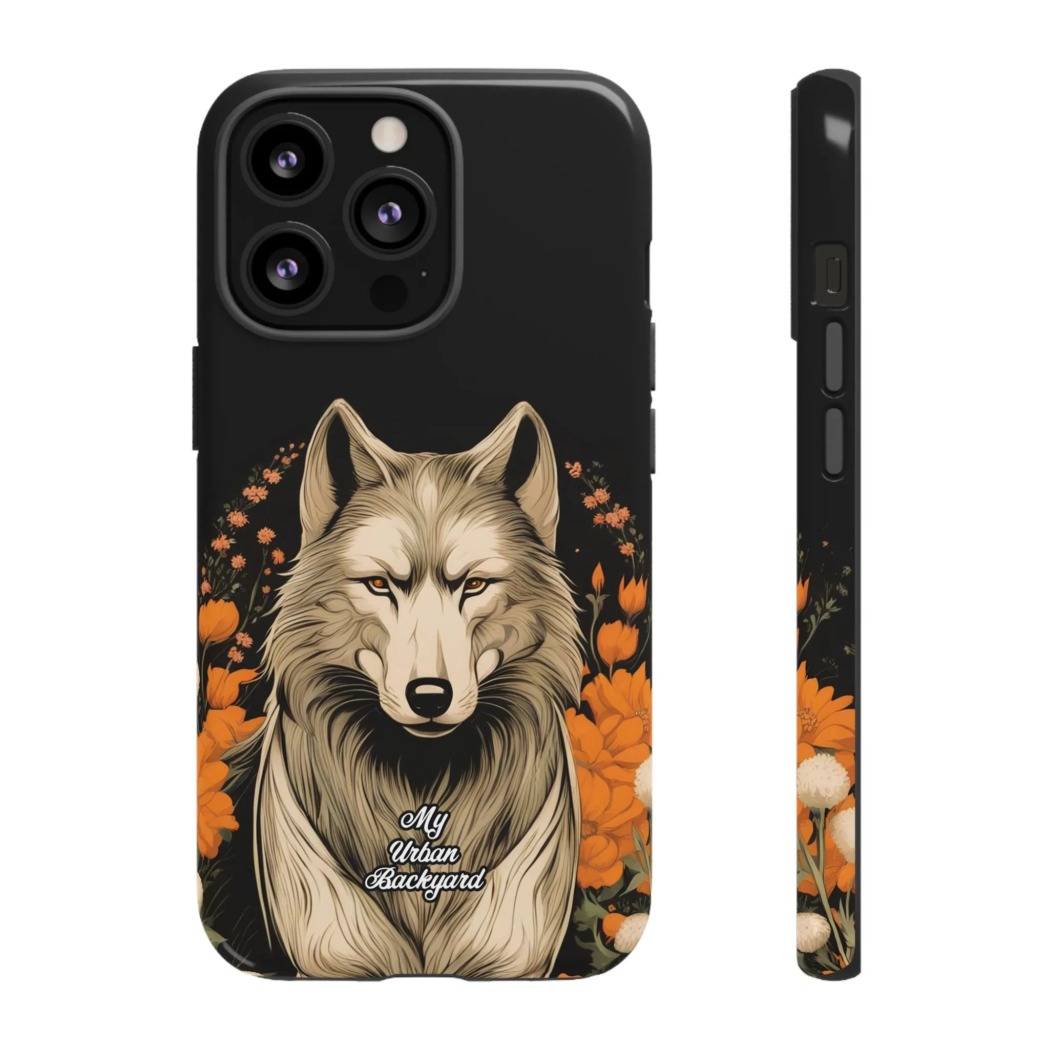 Wolf with Flowers, Cell Phone Case - Apple, Samsung or Google Pixel