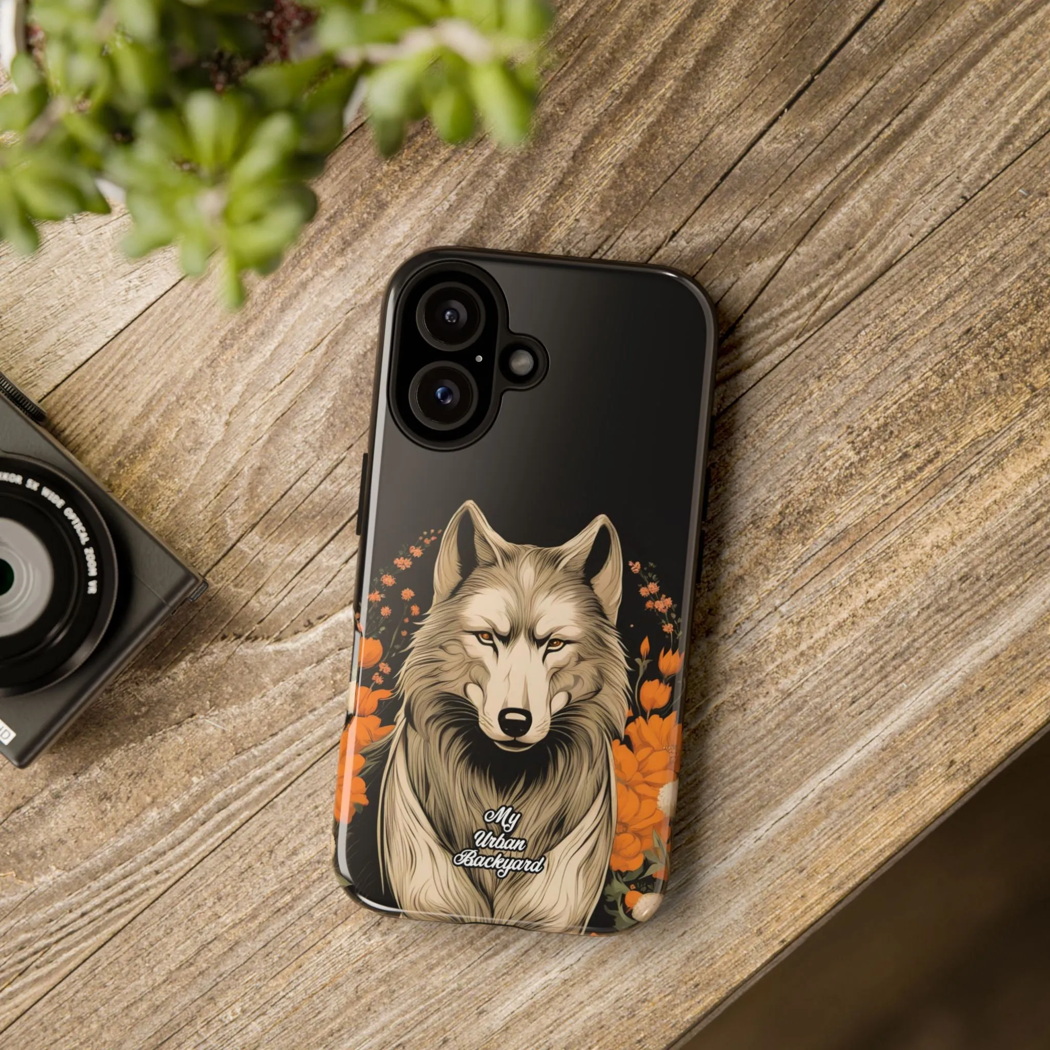 Wolf with Flowers, Cell Phone Case - Apple, Samsung or Google Pixel