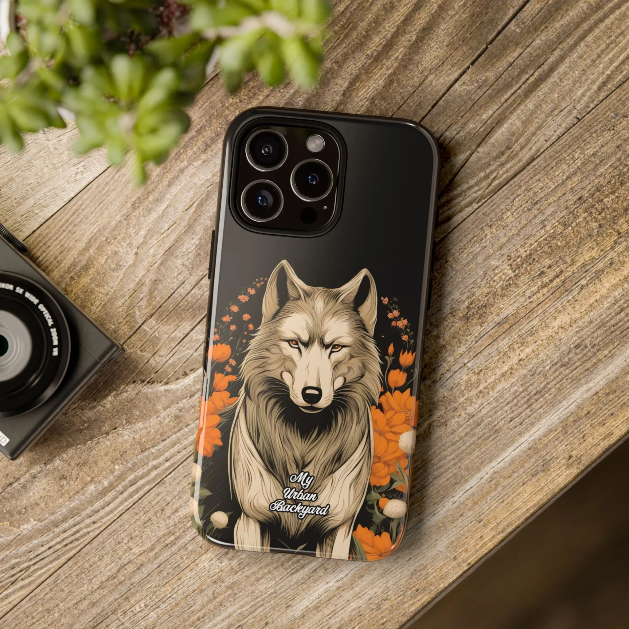 Wolf with Flowers, Cell Phone Case - Apple, Samsung or Google Pixel