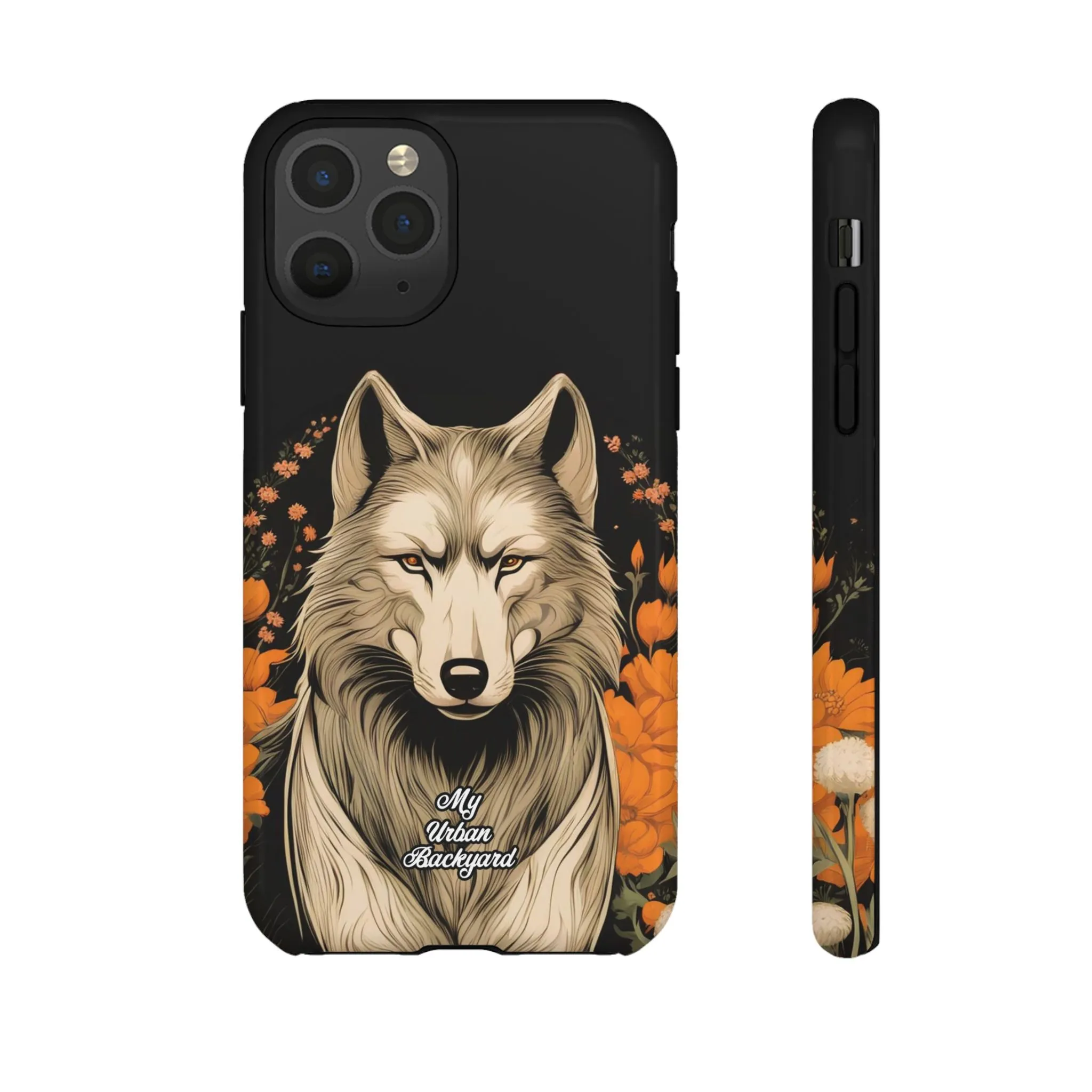 Wolf with Flowers, Cell Phone Case - Apple, Samsung or Google Pixel