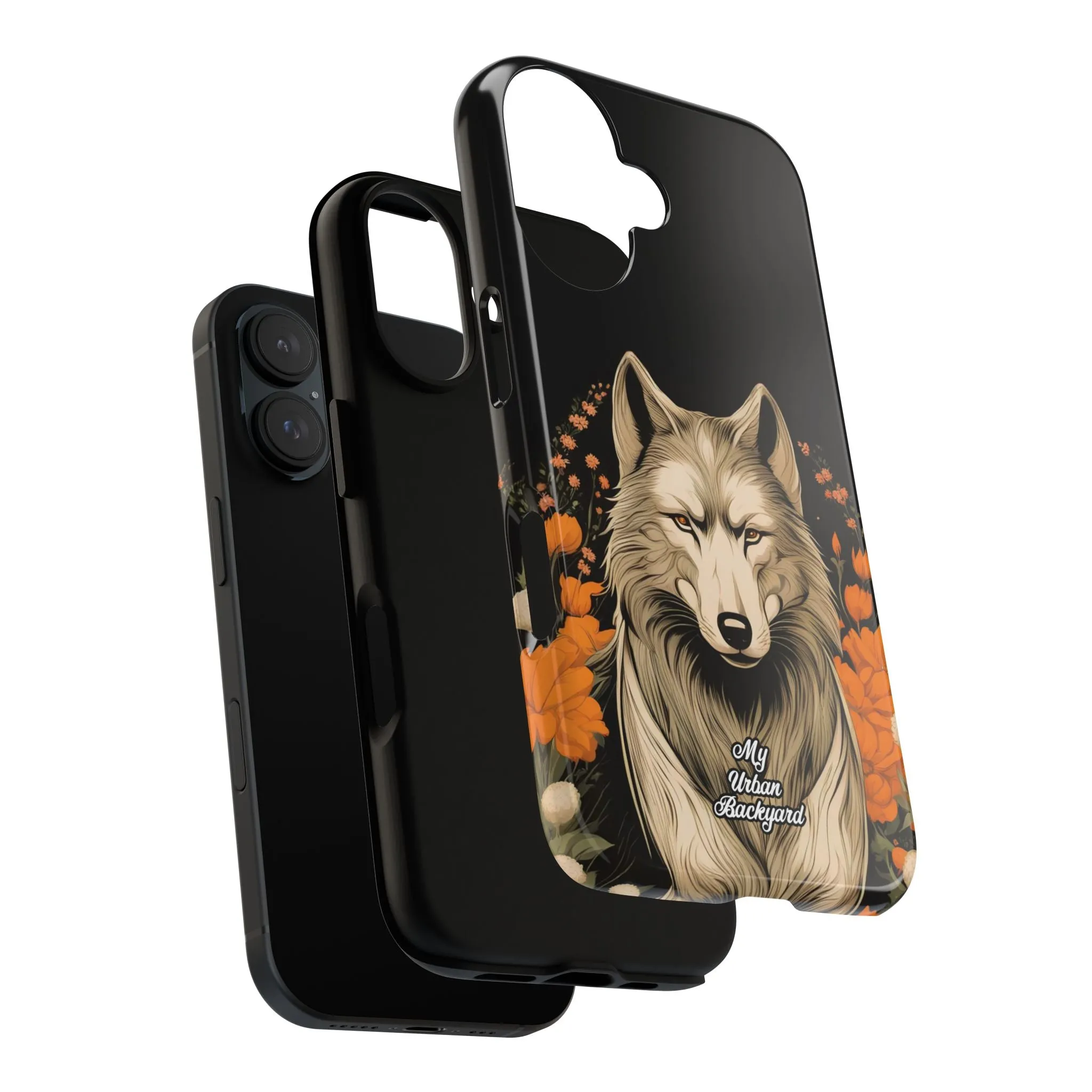 Wolf with Flowers, Cell Phone Case - Apple, Samsung or Google Pixel