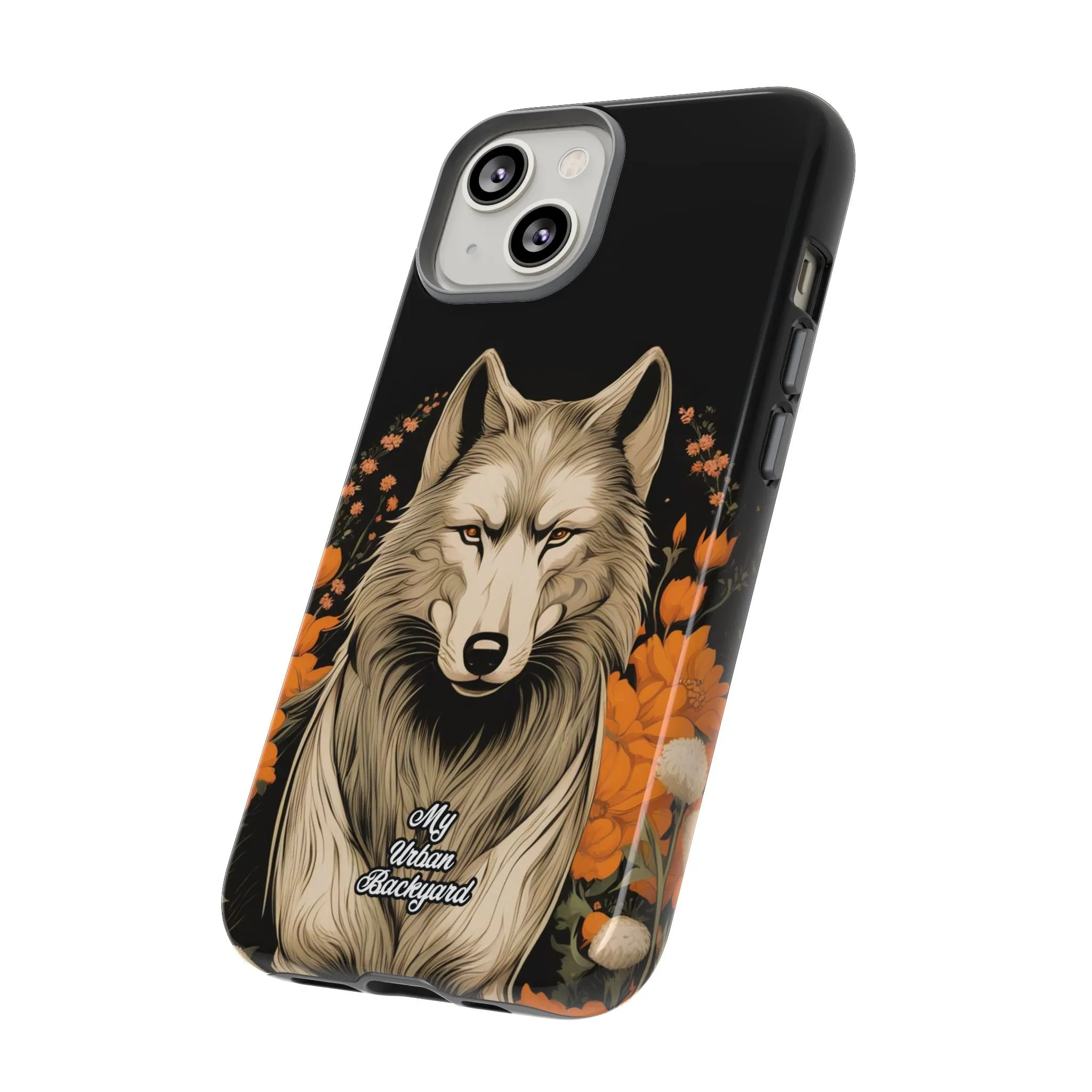 Wolf with Flowers, Cell Phone Case - Apple, Samsung or Google Pixel