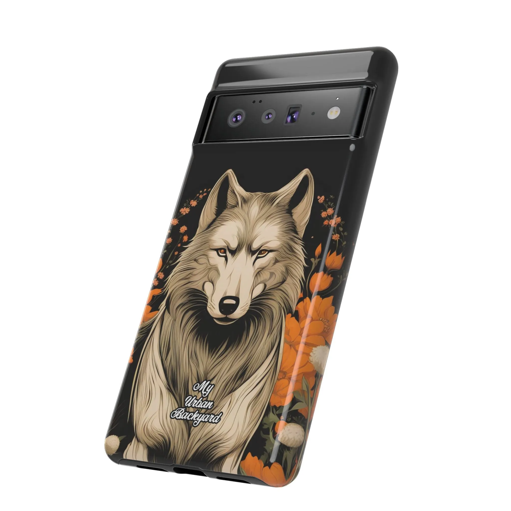 Wolf with Flowers, Cell Phone Case - Apple, Samsung or Google Pixel