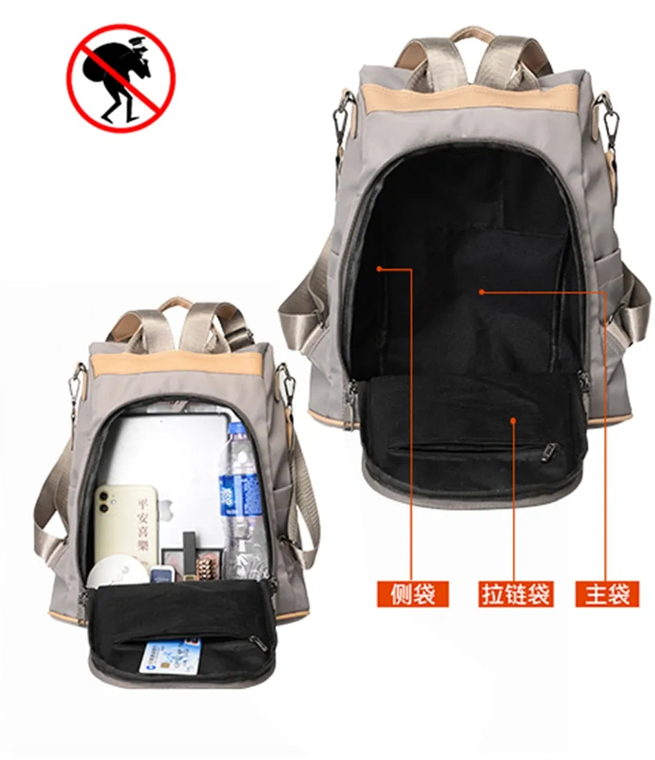 Women's Oxford Multifunction Waterproof Anti-Theft School Backpacks