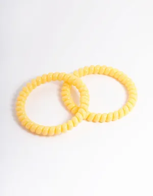 Yellow Plastic Narrow Hair Spiral Pack